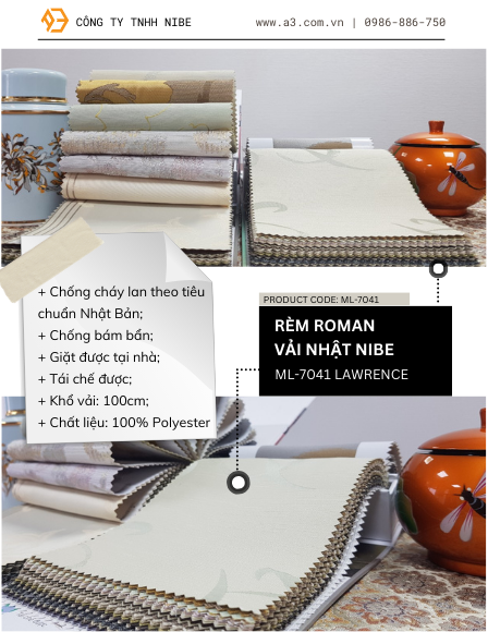 Rèm Roman Vải Nhật ML-7041 Lawrence