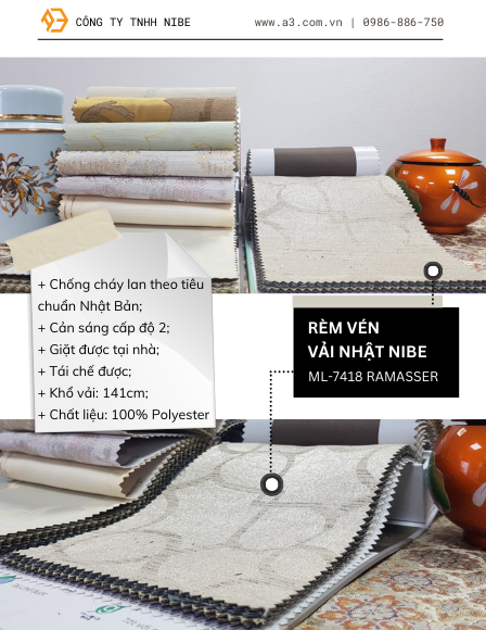 Rèm Cửa Vải Nhật ML-7418 Ramasser