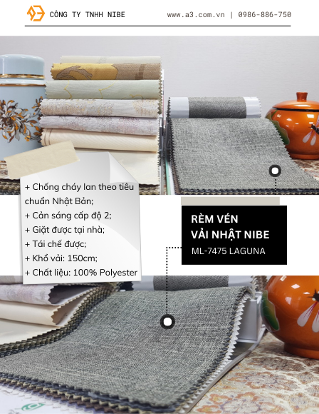 Rèm Cửa Vải Nhật ML-7475 Laguna