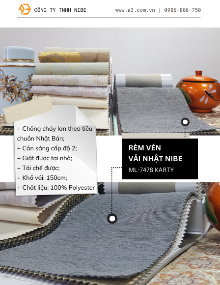 Rèm Cửa Vải Nhật ML-7478 Karty