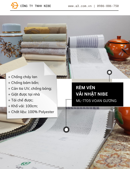 Rèm Cửa Vải Nhật&nbsp;ML-7705 Voan Gương